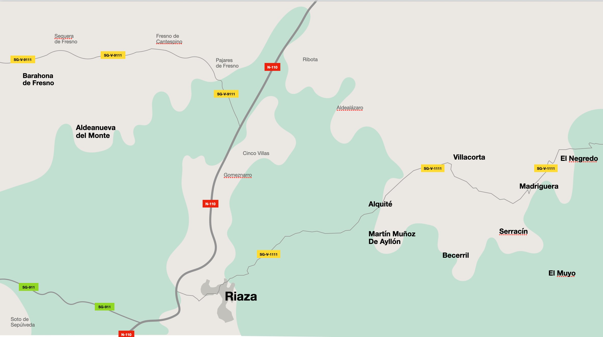 Mapa del territorio de la Federación de Pueblos de Riaza